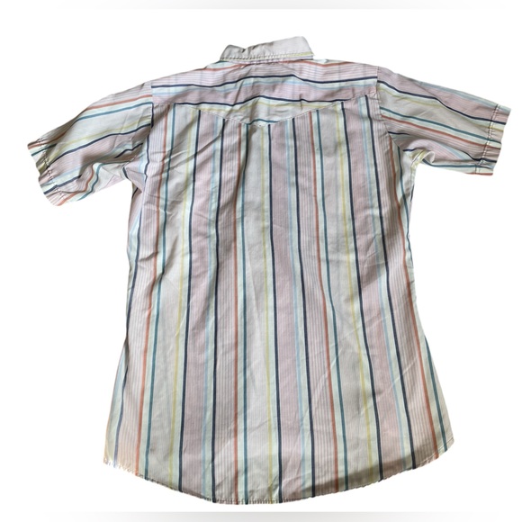 Vintage Saddle King Western Pearl Snap Pink Striped Shirt, Size M/L, Neck 15.5” - Picture 3 of 5